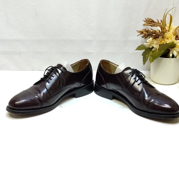 Bostonian Impression Leather Oxford Men 8.5 Leather Sole D/B Width Brown Cap Toe - Picture 5 of 11